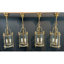 Set of Four Round Bronze Lanterns attr. Maison Jansen — Neoclassical, circa 1940