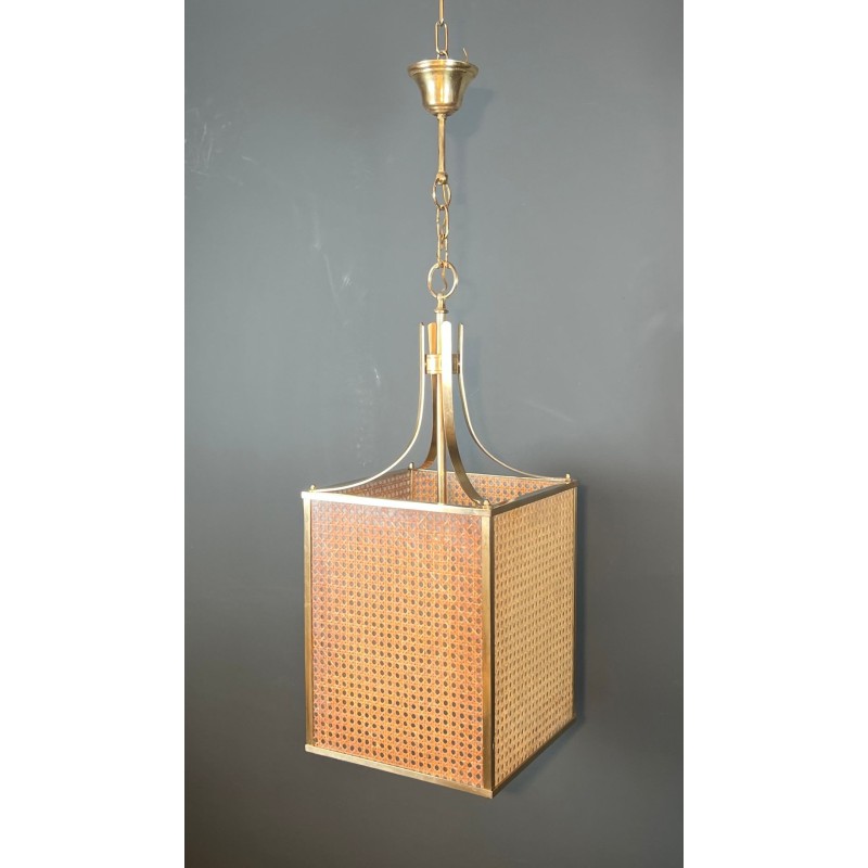 Lucite, Cane and Brass Lantern, Gabriella Crespi Style — Italian, circa 1970