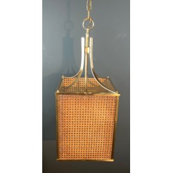Lucite, Cane and Brass Lantern, Gabriella Crespi Style — Italian, circa 1970
