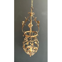 Large Gilt Iron Lantern with Foliage, Maison Baguès — Art Déco, circa 1940