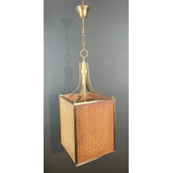 Lanterne Lucite, Cannage et Laiton, Goût Crespi — Travail Italien, vers 1970