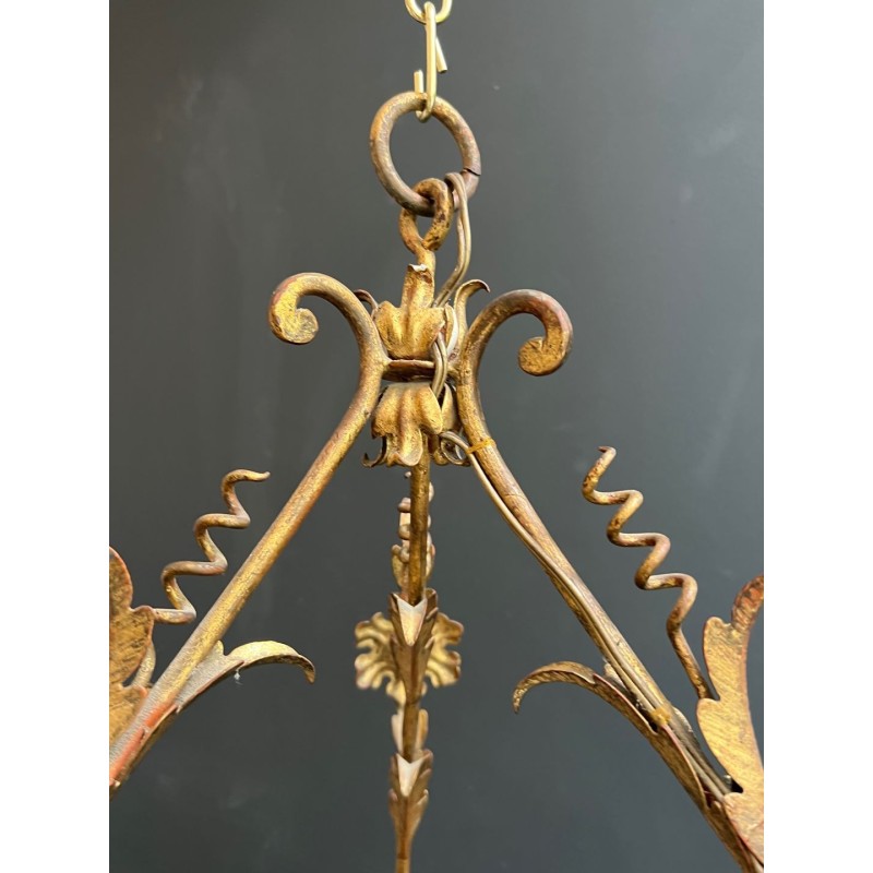Large Gilt Iron Lantern with Foliage, Maison Baguès — Art Déco, circa 1940