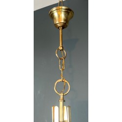 Lanterne Lucite, Cannage et Laiton, Goût Crespi — Travail Italien, vers 1970