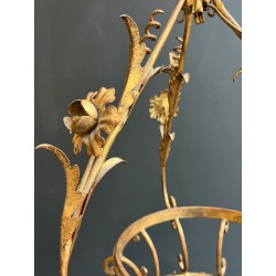 Large Gilt Iron Lantern with Foliage, Maison Baguès — Art Déco, circa 1940