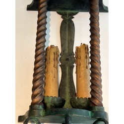 Paire d’Appliques Fer Forgé, Patine Verte et Dorure — Travail Français, vers 1940