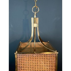 Lanterne Lucite, Cannage et Laiton, Goût Crespi — Travail Italien, vers 1970