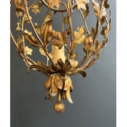Large Gilt Iron Lantern with Foliage, Maison Baguès — Art Déco, circa 1940