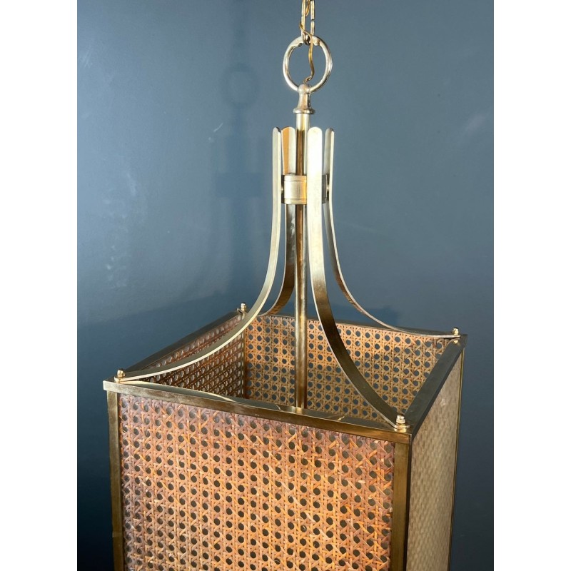 Lucite, Cane and Brass Lantern, Gabriella Crespi Style — Italian, circa 1970