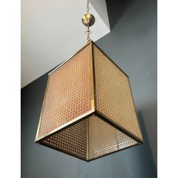 Lucite, Cane and Brass Lantern, Gabriella Crespi Style — Italian, circa 1970