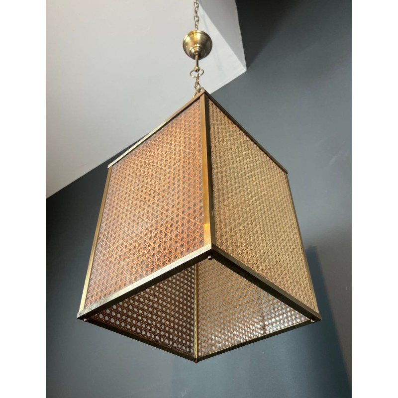 Lucite, Cane and Brass Lantern, Gabriella Crespi Style — Italian, circa 1970