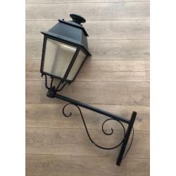 Pair of Large Iron Exterior Lanterns on Brackets — French, circa 1950