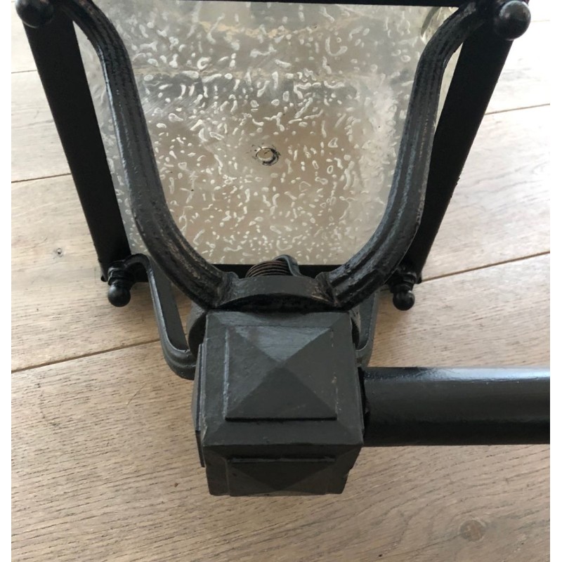 Pair of Large Iron Exterior Lanterns on Brackets — French, circa 1950