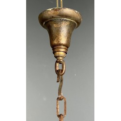 Four-Light Gilt Beaten Iron Lantern with Curved Glasses — circa 1940