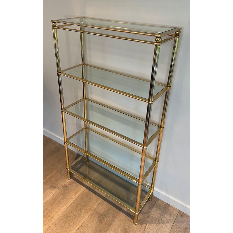 Five-Tier Gilt Chrome and Glass Étagère — French, circa 1970