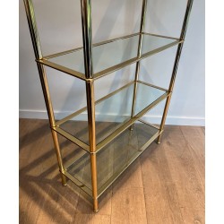 Étagère Cinq Niveaux Chrome Doré et Verre — Français, vers 1970