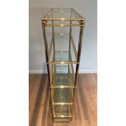Étagère Cinq Niveaux Chrome Doré et Verre — Français, vers 1970