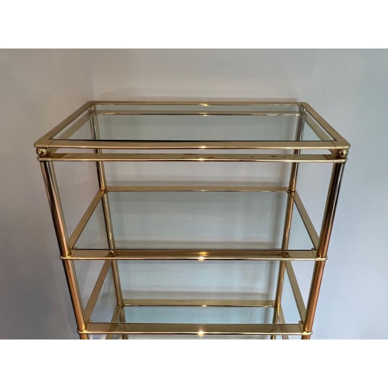 Five-Tier Gilt Chrome and Glass Étagère — French, circa 1970