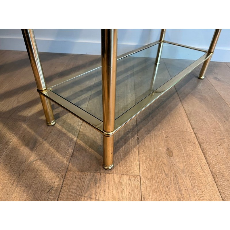 Étagère Cinq Niveaux Chrome Doré et Verre — Français, vers 1970