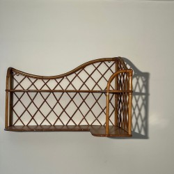 Rattan Corner Wall Shelves, attr. Audoux-Minet — French, circa 1950