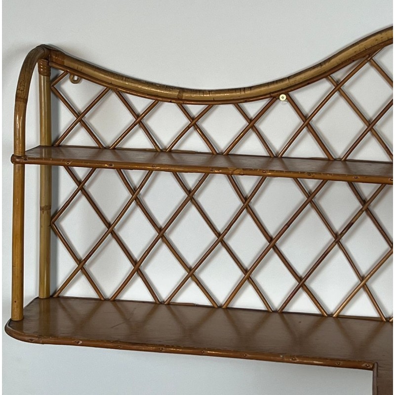 Étagère d’Angle Rotin, attr. Audoux-Minet — Travail Français, vers 1950