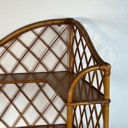 Étagère d’Angle Rotin, attr. Audoux-Minet — Travail Français, vers 1950