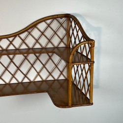 Étagère d’Angle Rotin, attr. Audoux-Minet — Travail Français, vers 1950