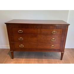 Neoclassical Mahogany and Brass Commode, De Coene Frères, Belgium, circa 1950 | Maison BARROIS