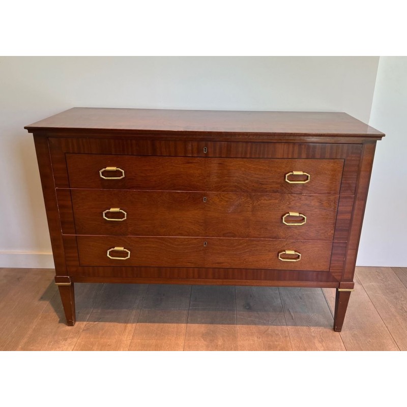 Neoclassical Mahogany and Brass Commode, De Coene Frères, Belgium, circa 1950 | Maison BARROIS