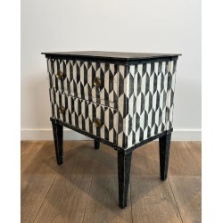 Small Italian Painted Wood Commode, Trompe-l’Oeil Checkerboard, 19th Century | Maison BARROIS