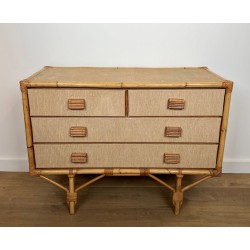 Bamboo, Rattan and Raffia Chest of Drawers, Audoux-Minet, France, circa 1950 | Maison BARROIS