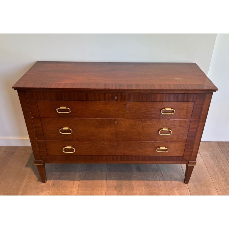 Neoclassical Mahogany and Brass Commode, De Coene Frères, Belgium, circa 1950 | Maison BARROIS