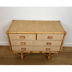 Commode Bambou, Rotin et Rafia, Audoux-Minet, France, vers 1950 | Maison BARROIS