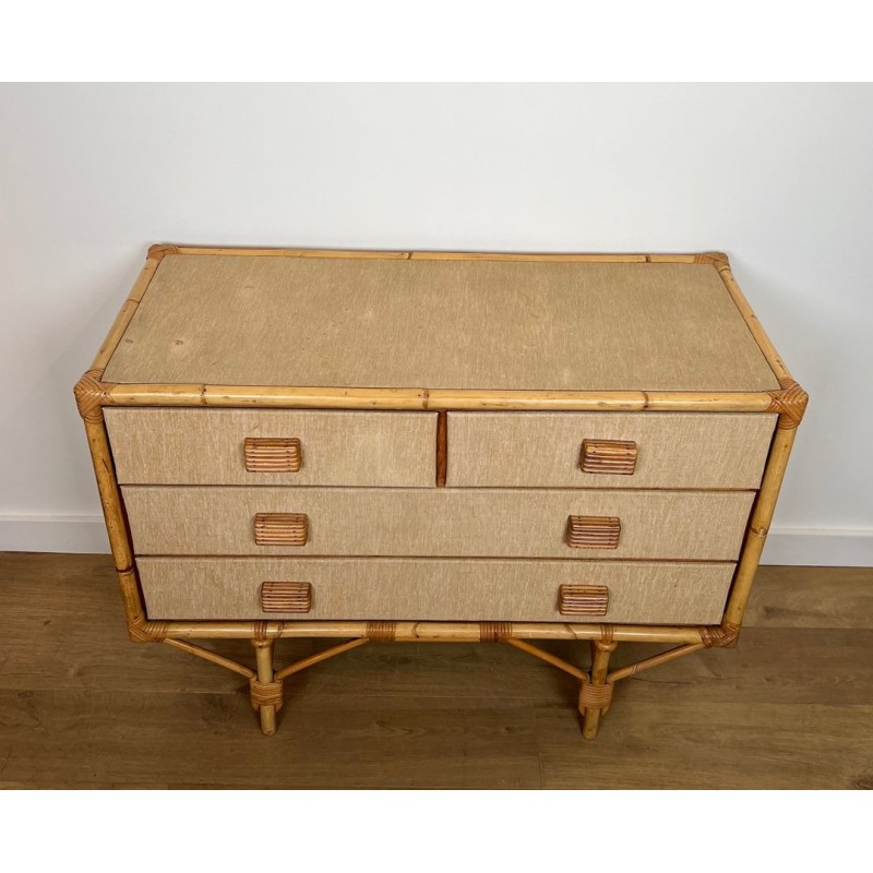 Commode Bambou, Rotin et Rafia, Audoux-Minet, France, vers 1950 | Maison BARROIS