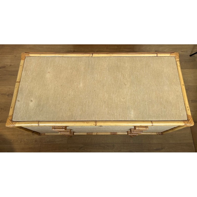 Bamboo, Rattan and Raffia Chest of Drawers, Audoux-Minet, France, circa 1950 | Maison BARROIS