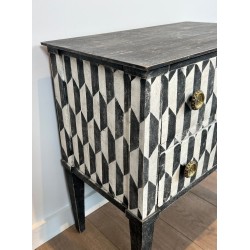 Small Italian Painted Wood Commode, Trompe-l’Oeil Checkerboard, 19th Century | Maison BARROIS