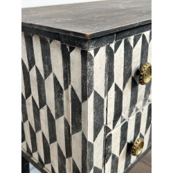 Small Italian Painted Wood Commode, Trompe-l’Oeil Checkerboard, 19th Century | Maison BARROIS