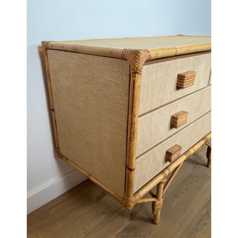 Commode Bambou, Rotin et Rafia, Audoux-Minet, France, vers 1950 | Maison BARROIS