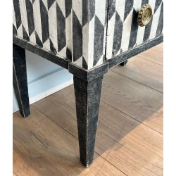 Small Italian Painted Wood Commode, Trompe-l’Oeil Checkerboard, 19th Century | Maison BARROIS