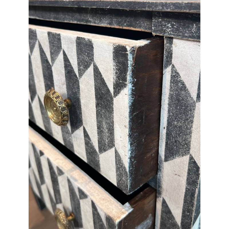 Small Italian Painted Wood Commode, Trompe-l’Oeil Checkerboard, 19th Century | Maison BARROIS