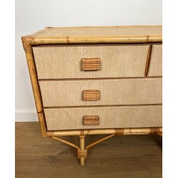 Commode Bambou, Rotin et Rafia, Audoux-Minet, France, vers 1950 | Maison BARROIS