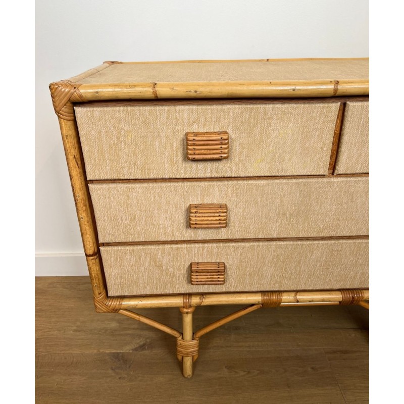 Commode Bambou, Rotin et Rafia, Audoux-Minet, France, vers 1950 | Maison BARROIS
