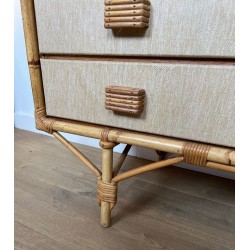 Commode Bambou, Rotin et Rafia, Audoux-Minet, France, vers 1950 | Maison BARROIS
