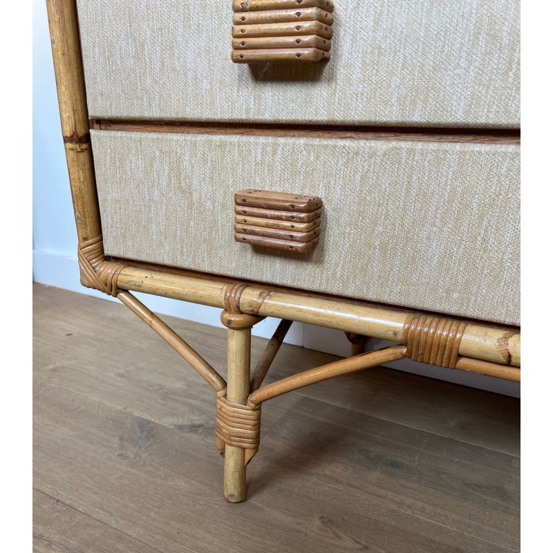 Commode Bambou, Rotin et Rafia, Audoux-Minet, France, vers 1950 | Maison BARROIS