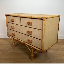 Bamboo, Rattan and Raffia Chest of Drawers, Audoux-Minet, France, circa 1950 | Maison BARROIS