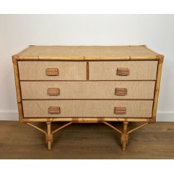 Bamboo, Rattan and Raffia Chest of Drawers, Audoux-Minet, France, circa 1950 | Maison BARROIS