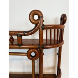 Étagère Murale Bois Courbé et Laiton, Arts & Crafts Autrichien, vers 1900 | Maison BARROIS