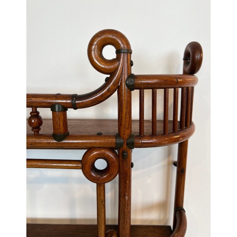 Étagère Murale Bois Courbé et Laiton, Arts & Crafts Autrichien, vers 1900 | Maison BARROIS