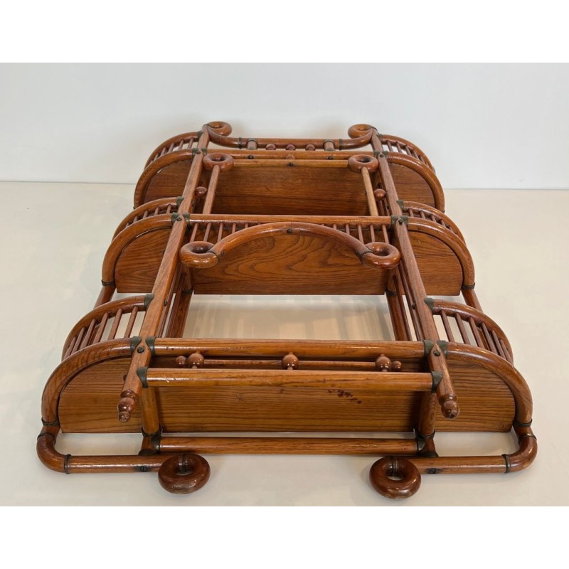 Étagère Murale Bois Courbé et Laiton, Arts & Crafts Autrichien, vers 1900 | Maison BARROIS