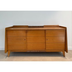 Large Pine and Rattan Sideboard, French, circa 1970 | Maison BARROIS