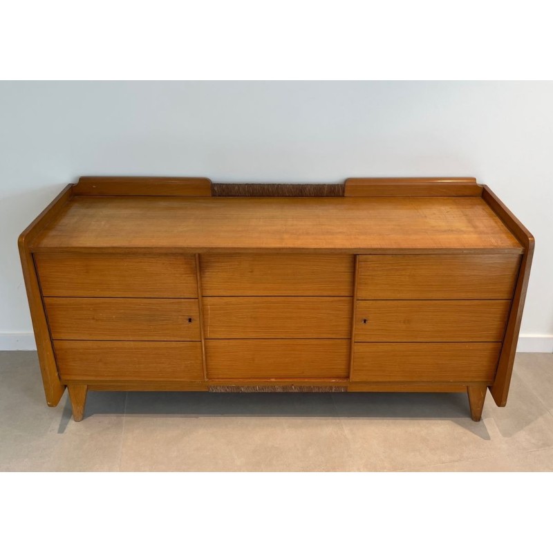 Large Pine and Rattan Sideboard, French, circa 1970 | Maison BARROIS